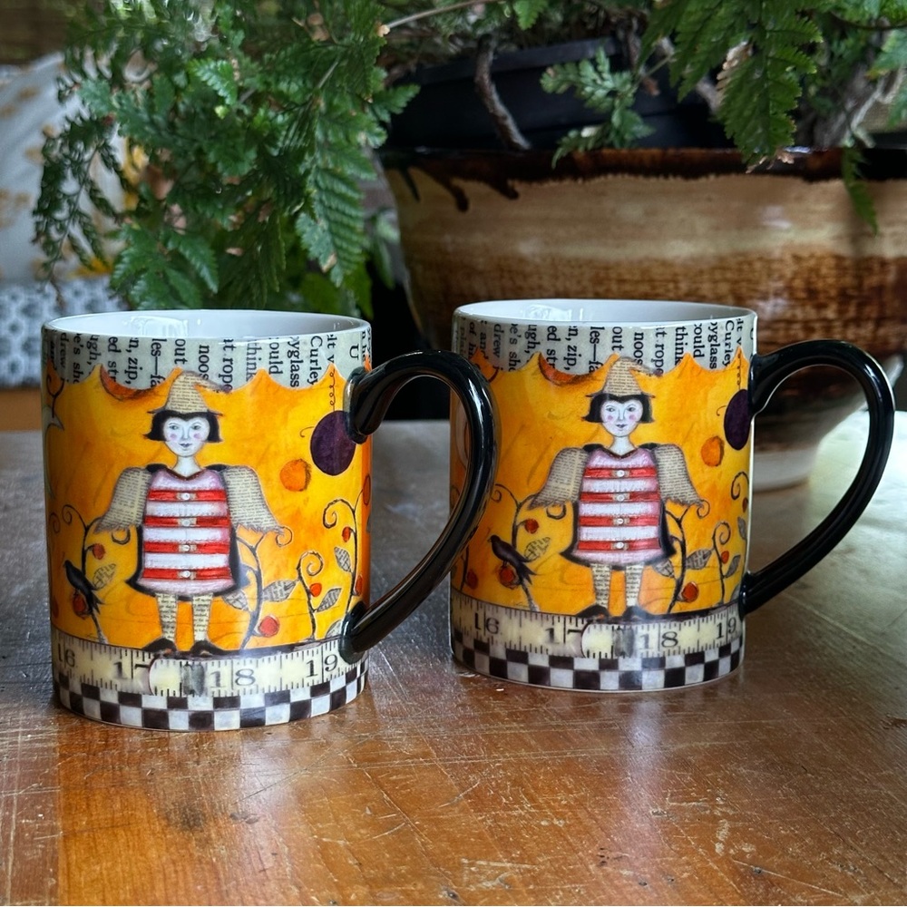 I’m Feeling Witchy Today/Lisa Kaus Halloween/spooky witch/bat/moon set of 2 mugs